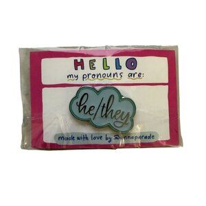 Hello My Pronouns Are He/They Enamel Pin Badge By Anna Parade